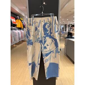 KidSuper 1989 Bedroom Painting Straight Leg Denim Pants Jeans Cream Blue FW23